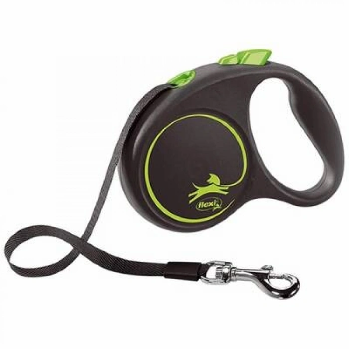 Black Design Otomatik Şerit Köpek Gezdirme Tasması Medium 5 Mt Yeşil