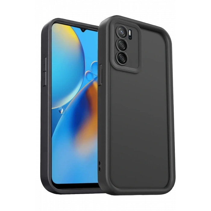Hubrendy Bez Oppo A16 Kılıf Viera Silikon - Siyah