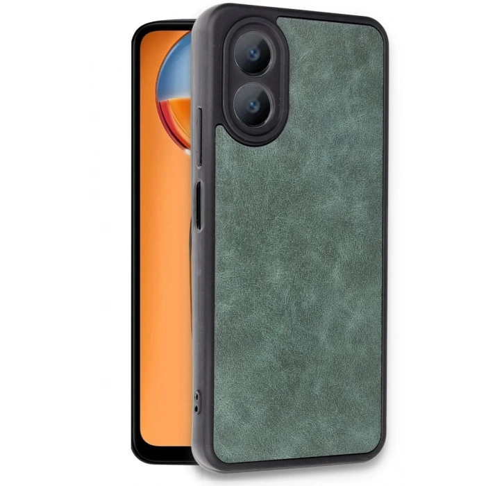 Hubrendy Bez Oppo A38 Kılıf Aras Deri Kapak - Koyu Yeşil
