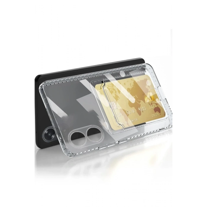 Hubrendy Bez Oppo A38 Kılıf Kart Şeffaf Silikon - Şeffaf