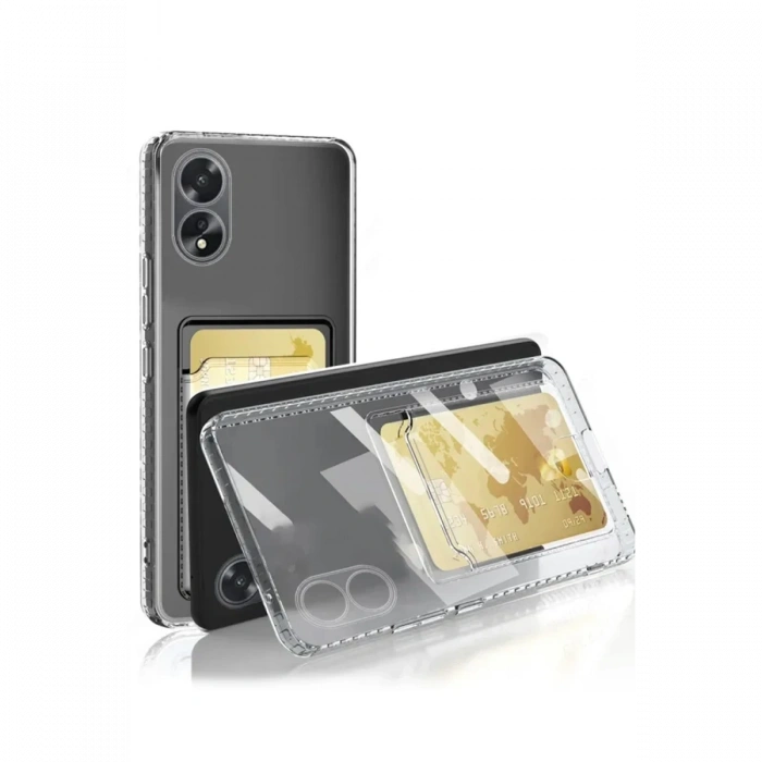 Hubrendy Bez Oppo A38 Kılıf Kart Şeffaf Silikon - Şeffaf