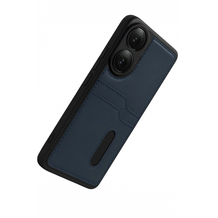 Hubrendy Bez Oppo A38 Sara Kartvizitli Deri Kılıf - Lacivert