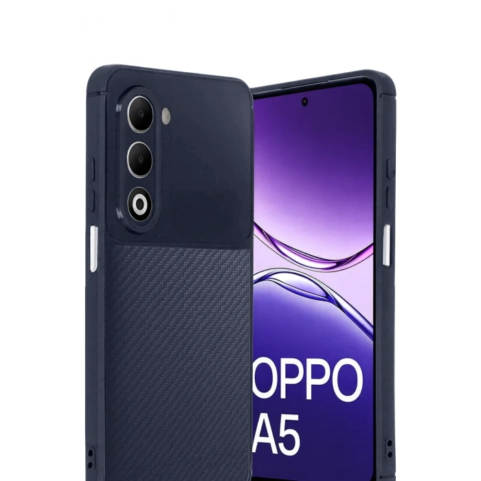 Hubrendy Bez Oppo A5 4G Auto Focus Karbon Kapak - Lacivert