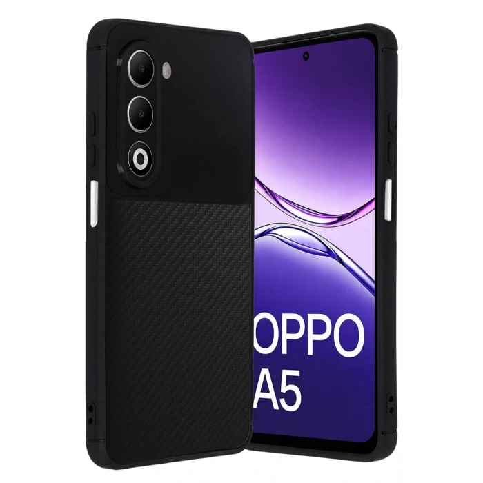 Hubrendy Bez Oppo A5 4G Auto Focus Karbon Kapak - Siyah