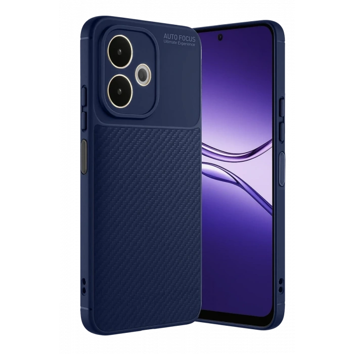 Hubrendy Bez Oppo A5 Pro 4G Kılıf Auto Focus Karbon Kapak - Lacivert