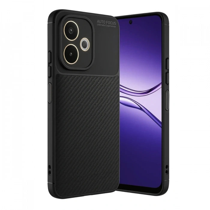 Hubrendy Bez Oppo A5 Pro 4G Kılıf Auto Focus Karbon Kapak - Siyah