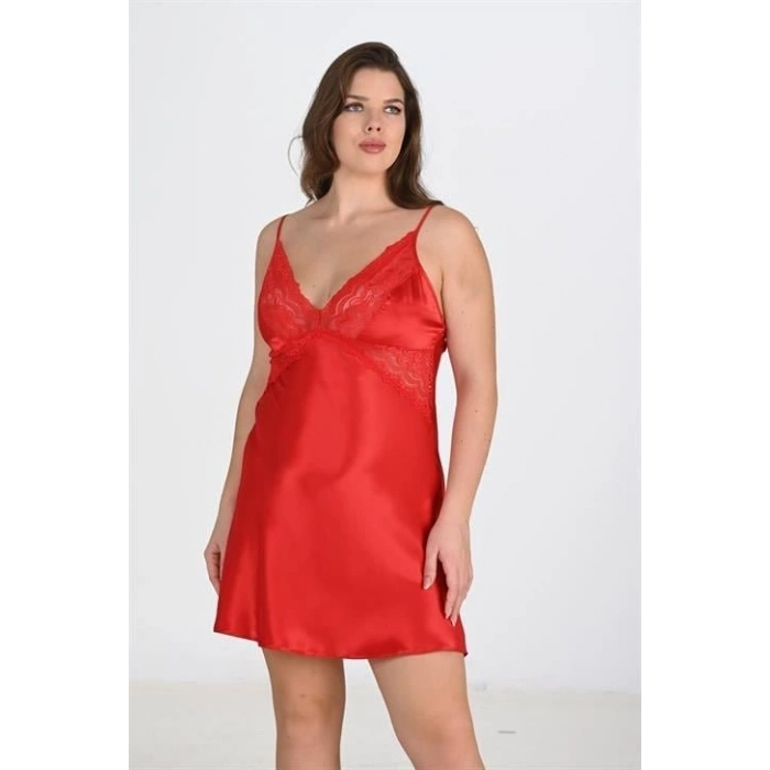 Hubrendy Beru 2li Kırmızı Sabahlık Takımı Bigsize 6207