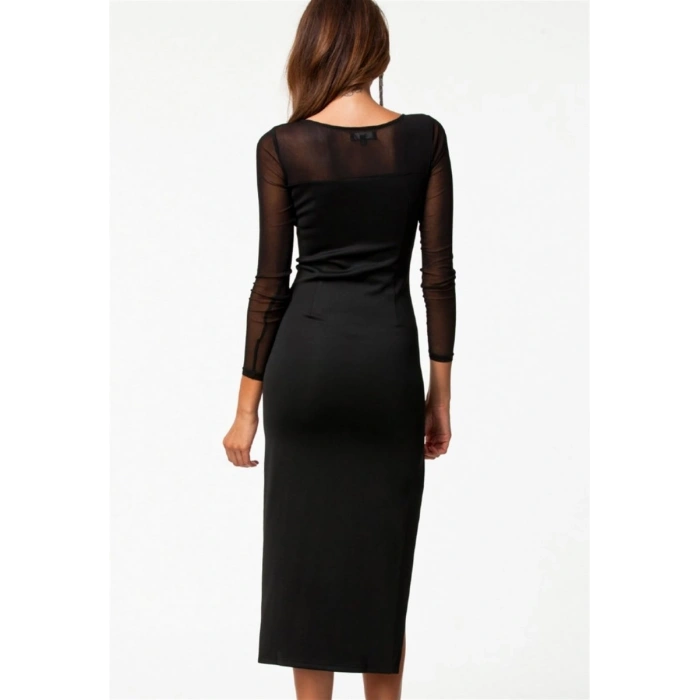 Hubrendy Beru B100775 Uzun Kısa Moda Elbise