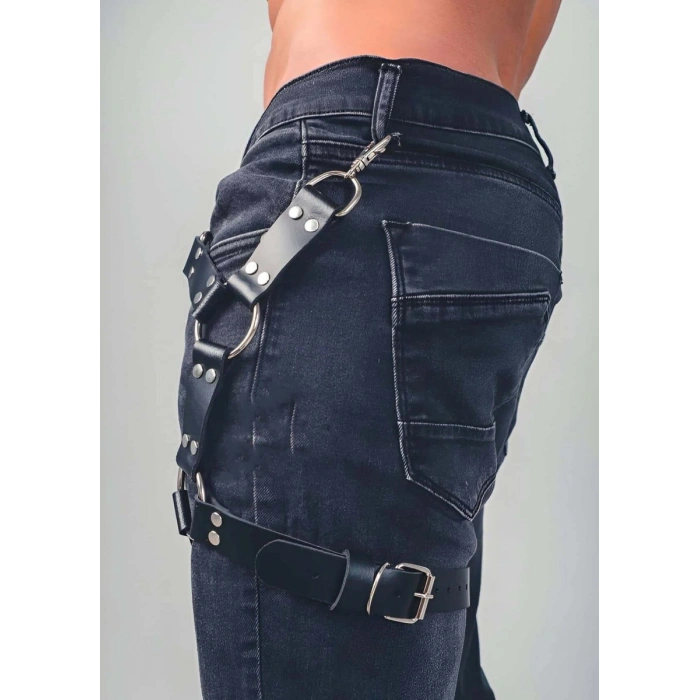Hubrendy Beru Bacağı Saran Seksi Deri Harness - Brfm51