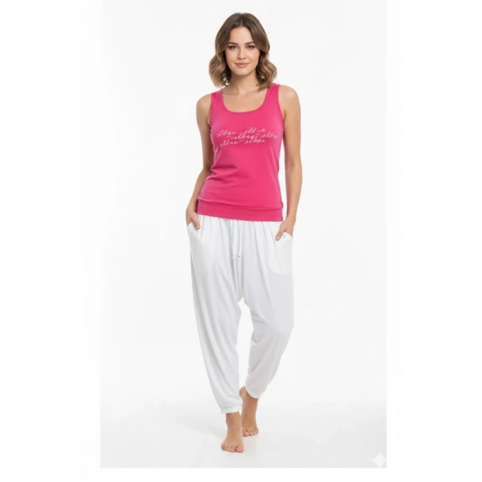 Hubrendy Beru Bayan Yazlık Poly Şalvarlı Pijama 21519