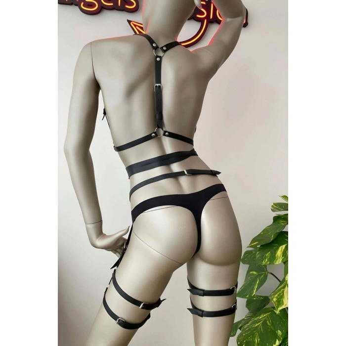 Hubrendy Beru Bele Dolanan Şık Deri Harness Takım - Brf274