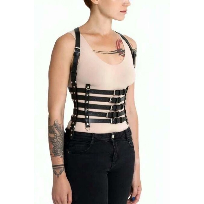 Hubrendy Beru Beşli Bağlamalı Deri Göğüs Harness - Brf630