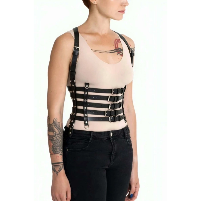 Hubrendy Beru Beşli Bağlamalı Deri Göğüs Harness - Brf630