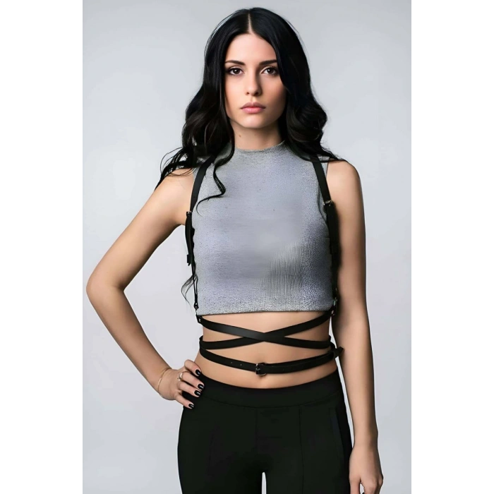 Hubrendy Beru Body Üzeri Sexy Deri Harness - Brf198