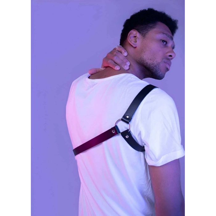 Hubrendy Beru Çapraz Kol Detaylı Erkek  Deri Harness - Brfm3