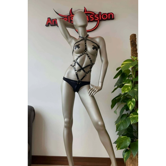 Hubrendy Beru Deri Bayan Fantezi Giyim Body Harness