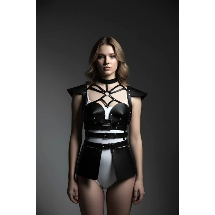 Hubrendy Beru Deri Elbise Harness, Deri Etek Ve Göğüs Elbise - Brf1371