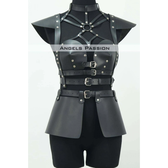 Hubrendy Beru Deri Elbise Harness, Deri Etek Ve Göğüs Elbise - Brf1371