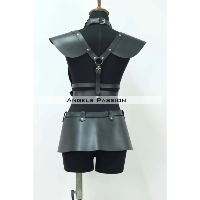 Hubrendy Beru Deri Elbise Harness, Deri Etek Ve Göğüs Elbise - Brf1371