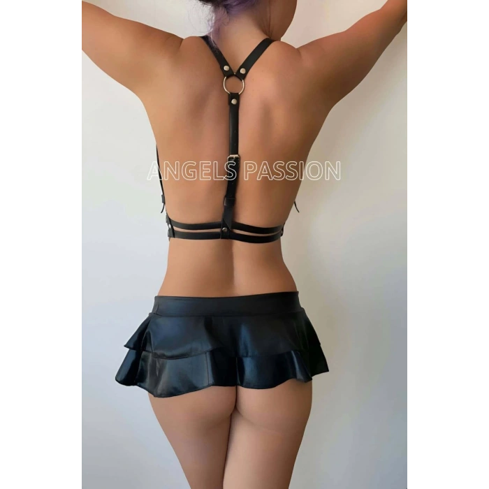Hubrendy Beru Deri Üst Harness, Seksi Deri Yelek - Brf210