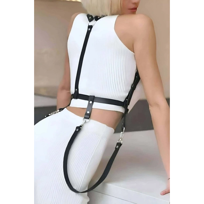 Hubrendy Beru Elbise Üzeri Askılı Deri Kemer Harness - Brf1171