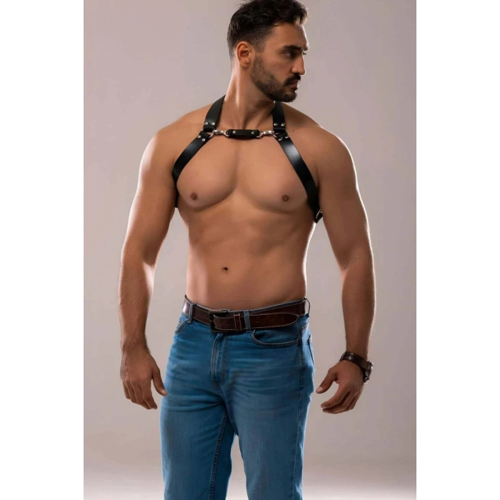 Hubrendy Beru Erkek Deri Göğüs Harness - Brfm139