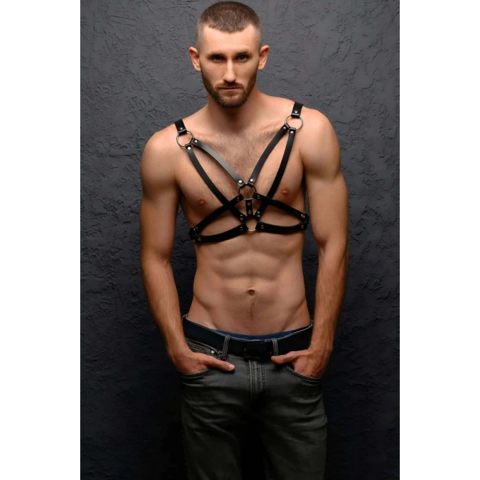 Hubrendy Beru Erkek  Göğüs Üzeri Deri Harness - Brfm104