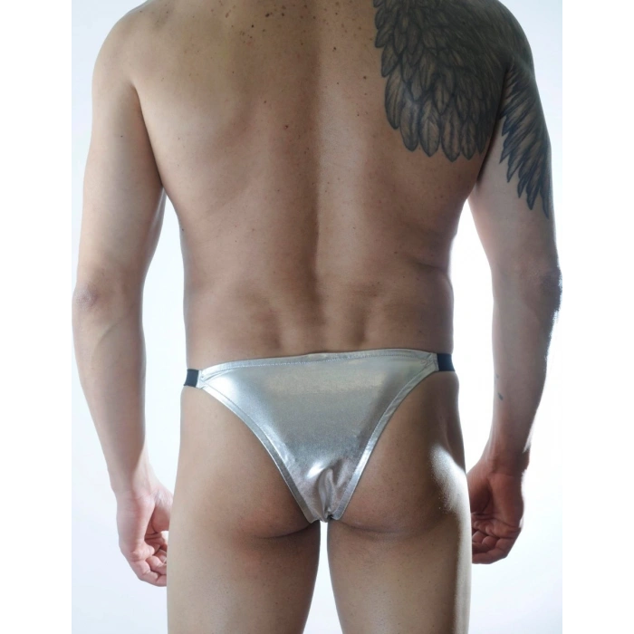 Hubrendy Beru Erkek Gümüş Lame Brazillian Slip