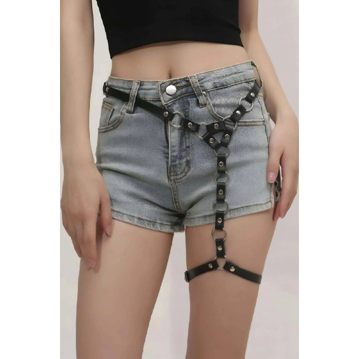 Hubrendy Beru Fantazi Deri Tek Bacak Harness - Brf973