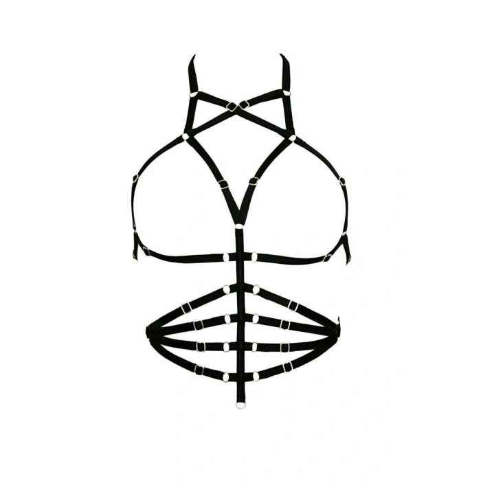 Hubrendy Beru Göbek Üstü Sıralı Seksi Harness - Brf160