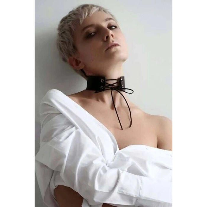 Hubrendy Beru İpli Bağlamalı Deri Choker Tasma - Brf900