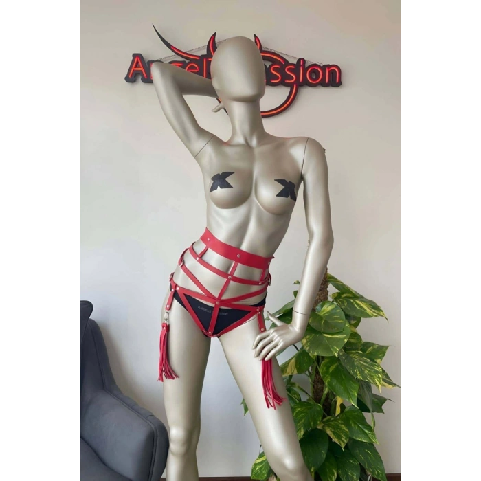 Hubrendy Beru Püskül Detaylı Şık Kırmızı Harness