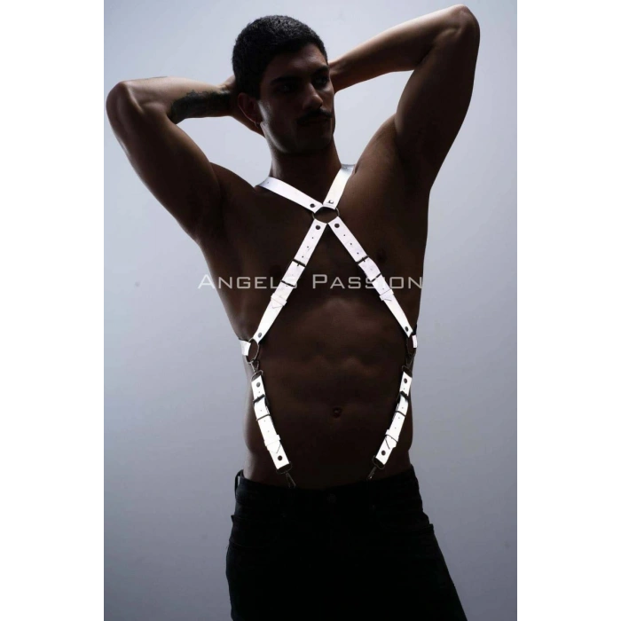 Hubrendy Beru Reflektörlü (karanlıkta Parlayan) Pantolon Askısı, Reflektörlü Clubwear, Göğüs Harness - Brfm84