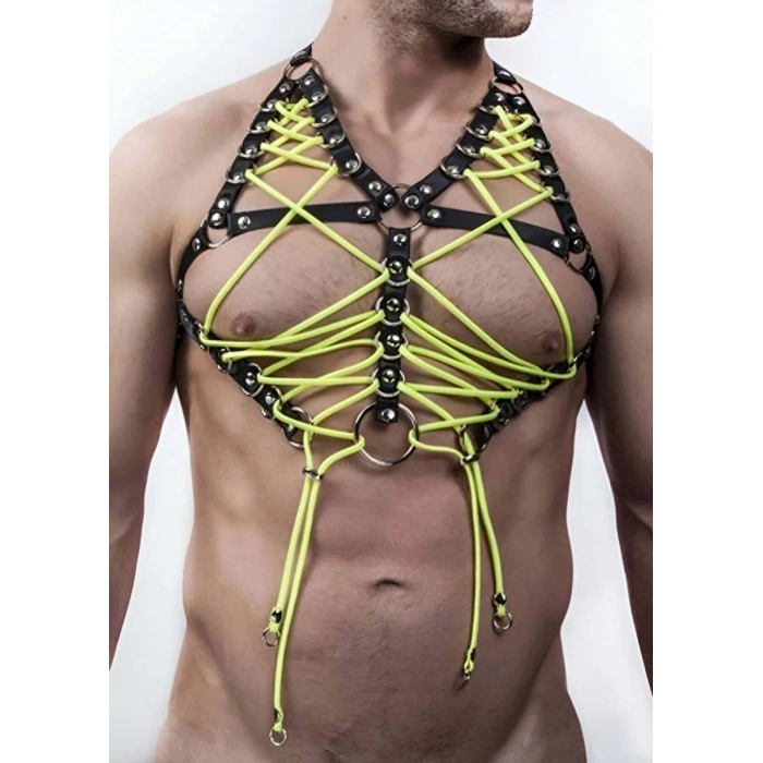 Hubrendy Beru Seksi Erkek  Üst Lastik Harness - Brfm59