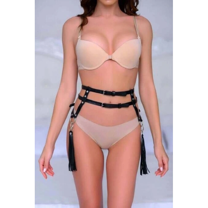 Hubrendy Beru Sık Deri Püsküllü Bel Kemer Harness - Brf1045
