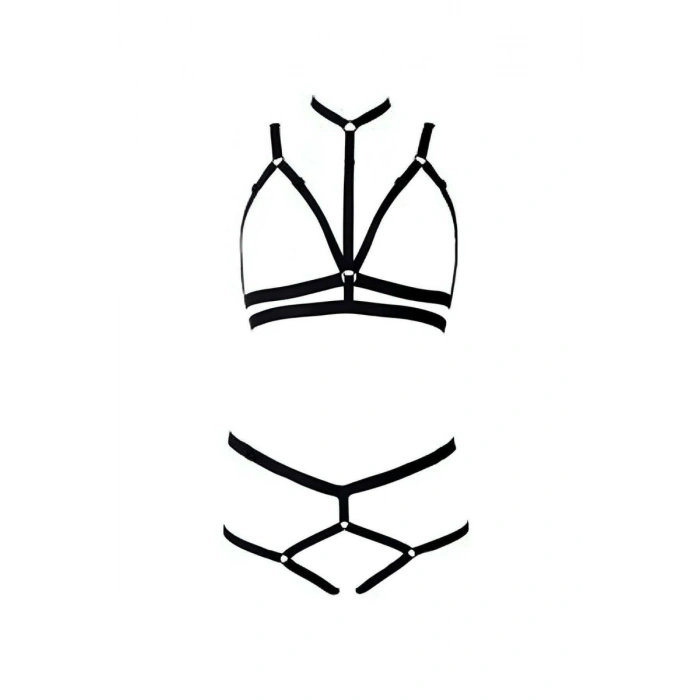 Hubrendy Beru Sütyen - String Lastik Harness Takım - Brf144