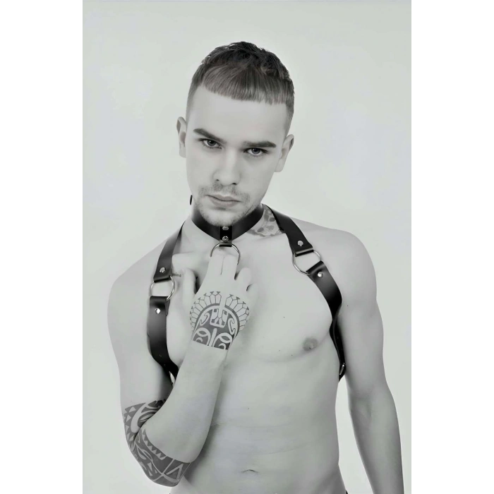 Hubrendy Beru Tasmalı Seksi Deri Erkek  Harness - Brfm35