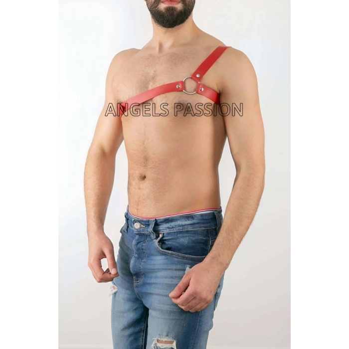 Hubrendy Beru Tek Omuz Seksi Deri Erkek  Harness - Brfm3