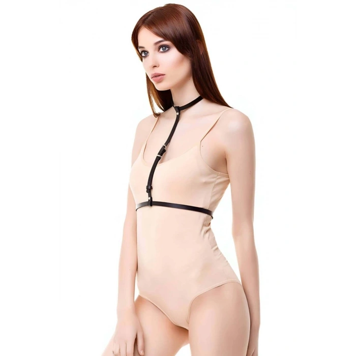 Hubrendy Beru Tek Sıralı Boyun Bel Deri Harness - Brf188