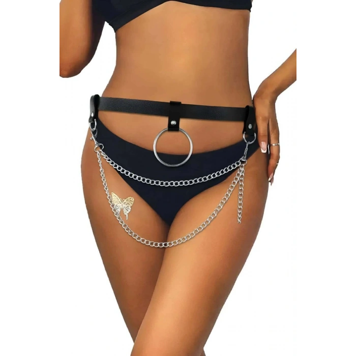 Hubrendy Beru Zincirli Şık Deri Bel Harness - Brf923