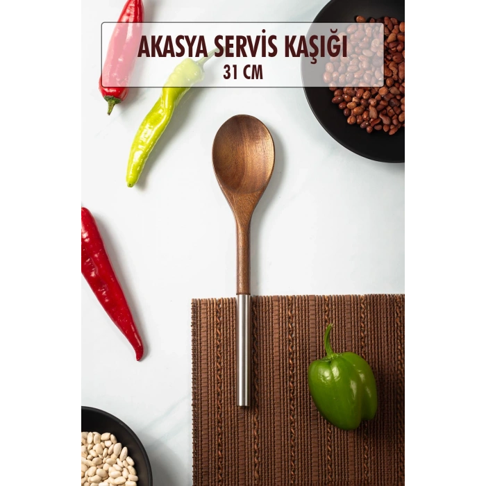 Hubrendy Bez Akasya Servis Kaşığı & Sunum Kaşığı