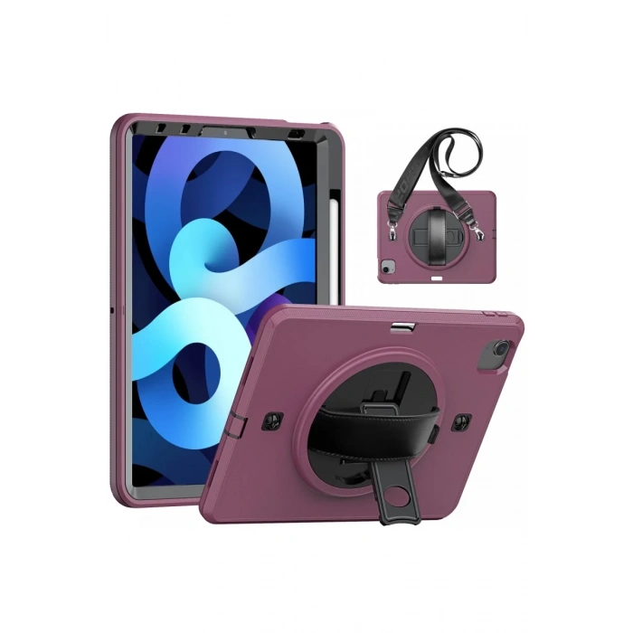 Hubrendy Bez Apple iPad Pro 11 (2020) Kılıf Strap-C Otterbox Tablet Kapak - Mürdüm