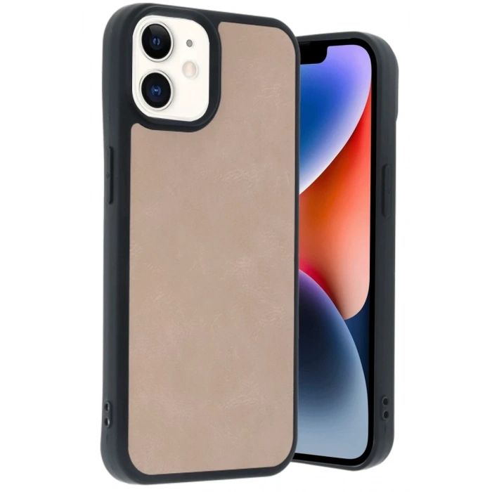 Hubrendy Bez Apple iPhone 11 Kılıf Aras Deri Kapak - Pudra