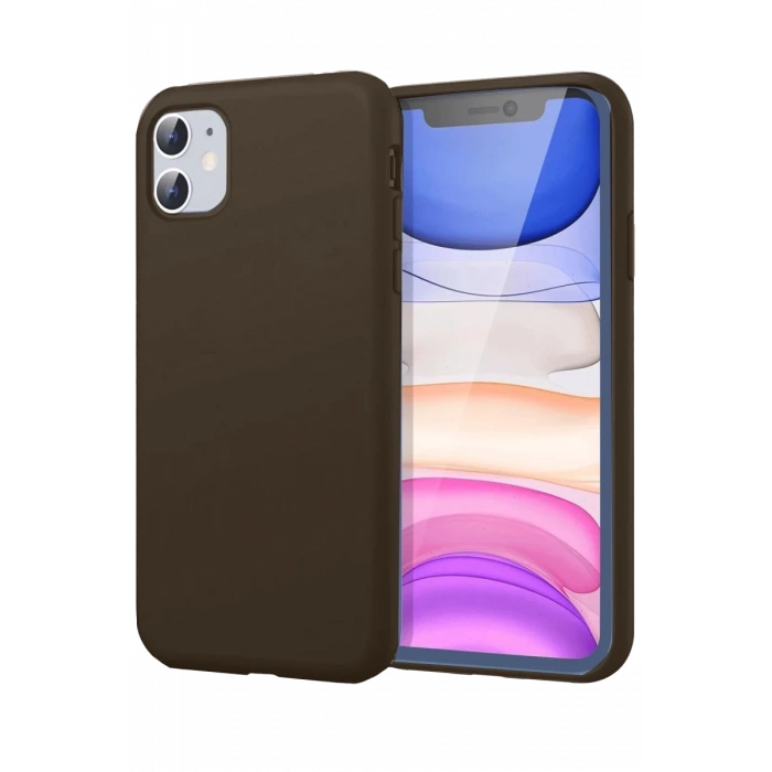 Hubrendy Bez Apple iPhone 11 Kılıf First Silikon - Kahverengi