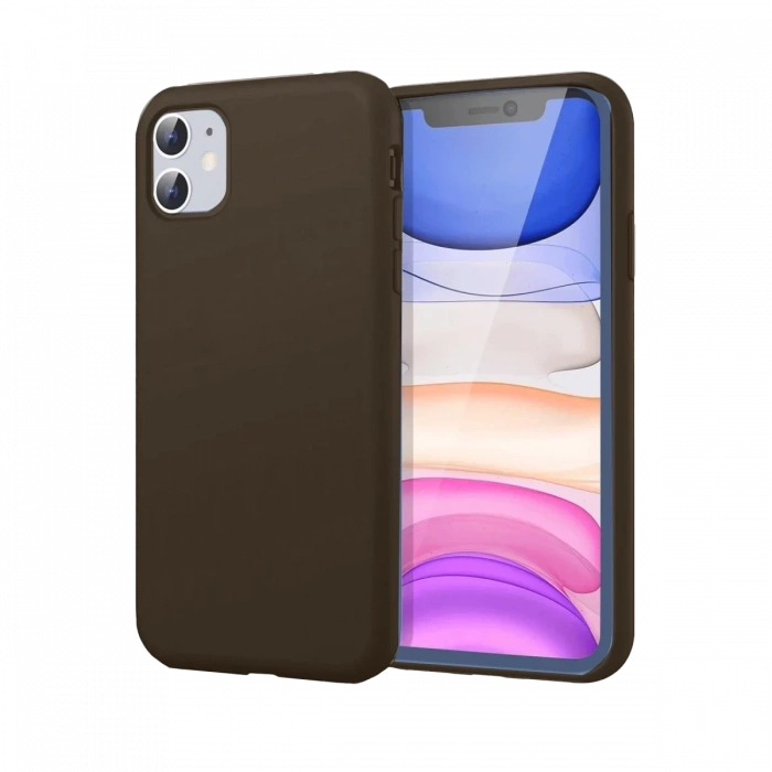 Hubrendy Bez Apple iPhone 11 Kılıf First Silikon - Kahverengi