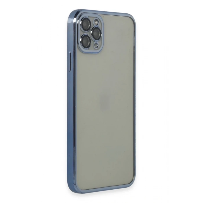Hubrendy Bez Apple iPhone 11 Pro Max Kılıf Lensli Silikon - Açık Mavi