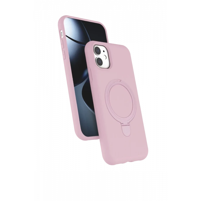Hubrendy Bez Apple iPhone 11 Regal Magsafe Standlı Kapak - Açık Pembe