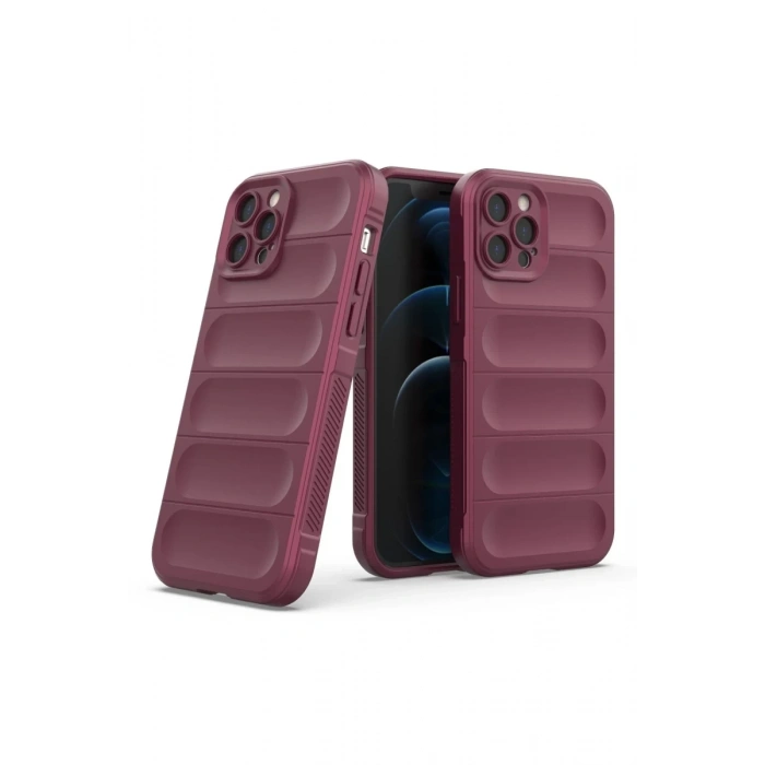 Hubrendy Bez Apple iPhone 12 Pro Kılıf Optimum Silikon - Bordo