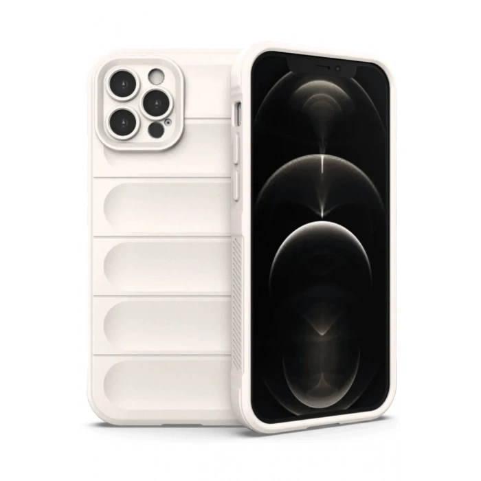 Hubrendy Bez Apple iPhone 12 Pro Kılıf Optimum Silikon - Krem
