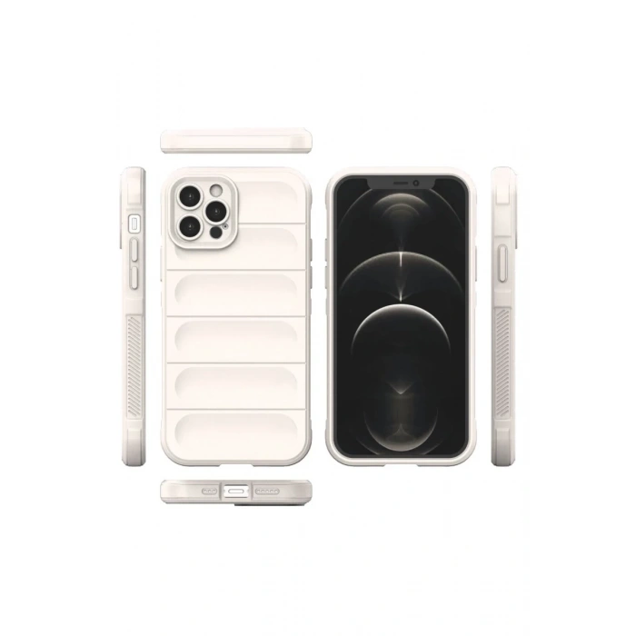 Hubrendy Bez Apple iPhone 12 Pro Kılıf Optimum Silikon - Krem